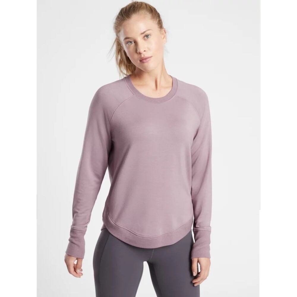 Athleta Mindset Sweatshirt Lightweight Long Sleeve Pullover Mauve Purple XL